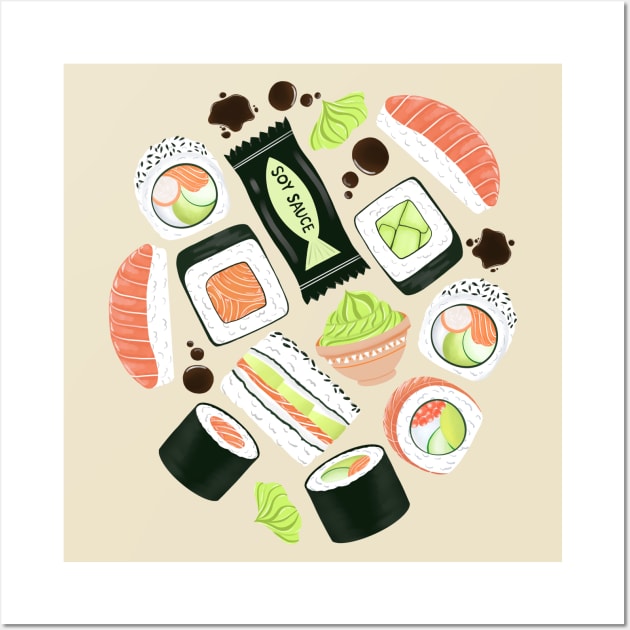 Scrumptious Sushi Wall Art by tangerinetane